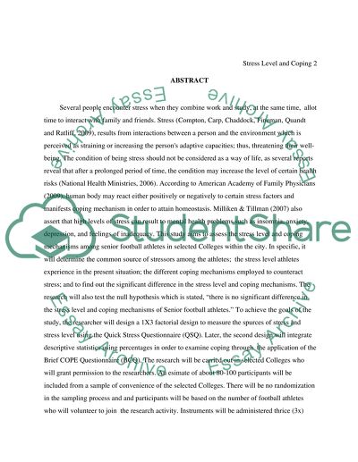 Stress Level and Coping Mechanisms of Senior Football Athletes at Selected Colleges