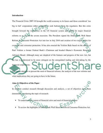 President Obama and the Financial Reform