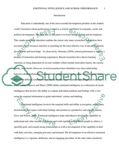 Emotional Intelligence and School Performance
