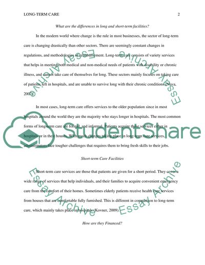 Differences in Long and Short-Term Facilities