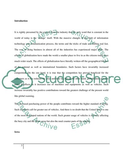 Reduction Plan on Vehicle Emission in Rural Areas