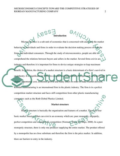 Microeconomics Concepts toward the Competitive Strategies of Riordan Manufacturing