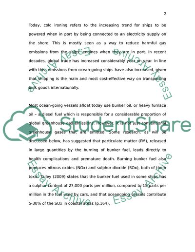 The Implementation of Cold Ironing in the Port of Southampton