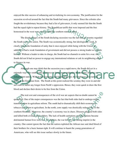 The Analysis of Immediate Souths Secession from the Union