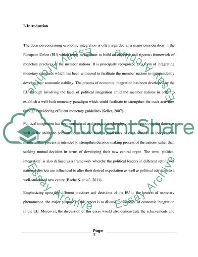 Economic Integration has been the Most Concrete and Visible Achievement of the EU Since its Creation