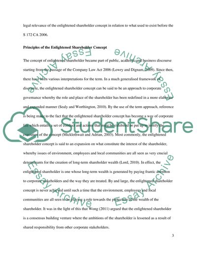 The Legal Relevance of the Enlightened Shareholder Concept