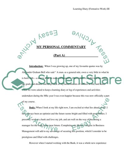 Learning Diary Commentaries