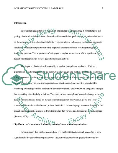 Investigating Educational Leadership