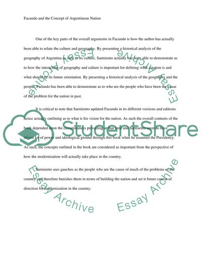 Facundo and the Concept of Argentinean Nation