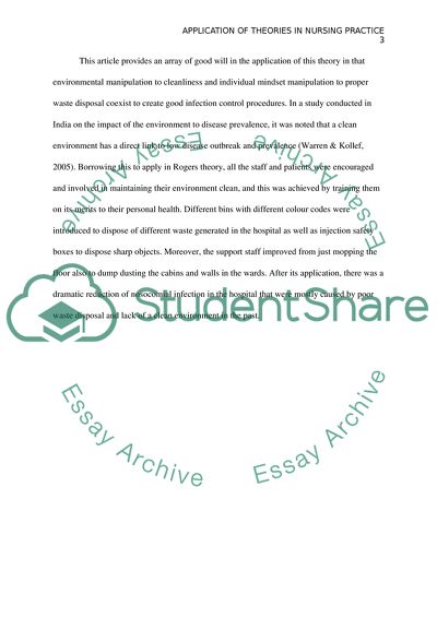 Application of Theories in Practice/ Improving Infection Control Practice Using a Theoretical Framework