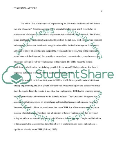 The Effectiveness of Implementing an Electronic Health Record on Diabetes Care and Outcomes