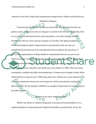 Improving Communication amongst Nurses, Patients, and Physicians