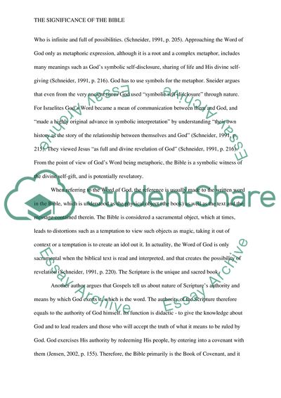 The Significance of the Bible for Christian Theology