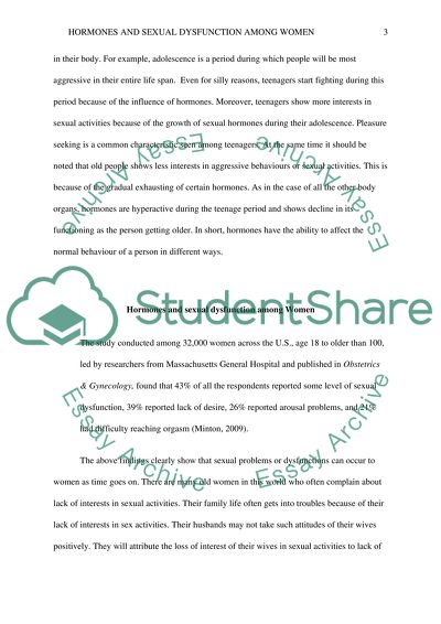Hormones and Sexual Dysfunction among Women
