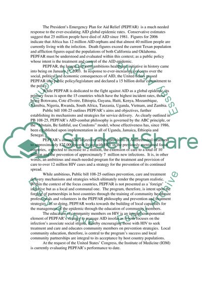 President Emergency Plan for Aid Relief