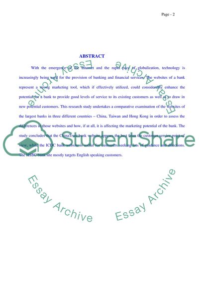 Study of on-line marketing of banking and financial services