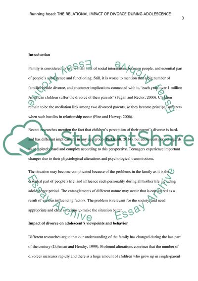 The Relational Impact of Divorce during Adolescence