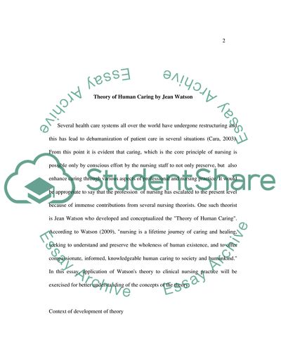 Theory of Human Caring by Jean Watson