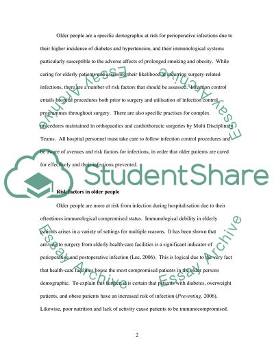 The Prevention of Perioperative Infection in Elderly Patients