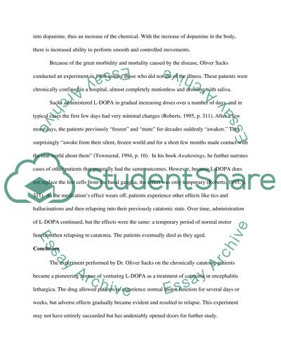 L-Dopa As A Treatment for Catatonia