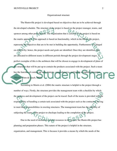 What Does the Success of the Huntsville Project Depend on