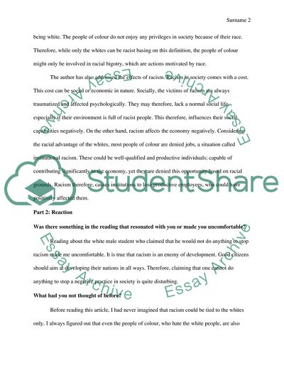 Reading Response on defining racism