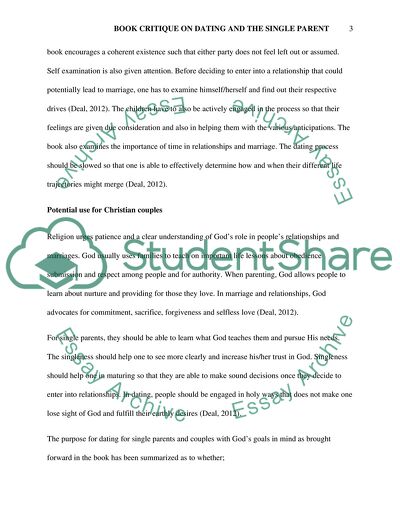 Book Critique on Dating and the Single Parent by Deal