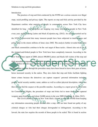 Solutions to stop and frisk procedures