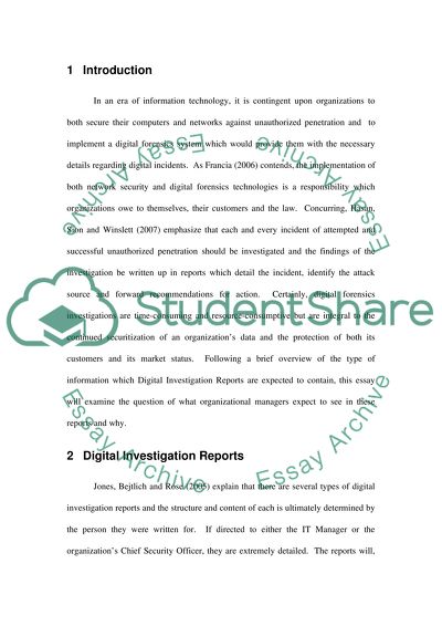 Reports of Digital Investigations to Management