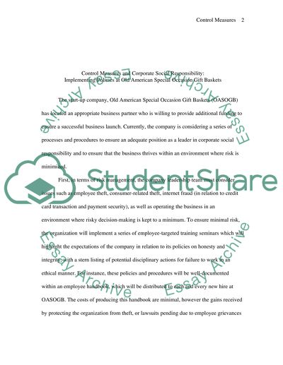 Control Measures and Corporate Social Responsibility