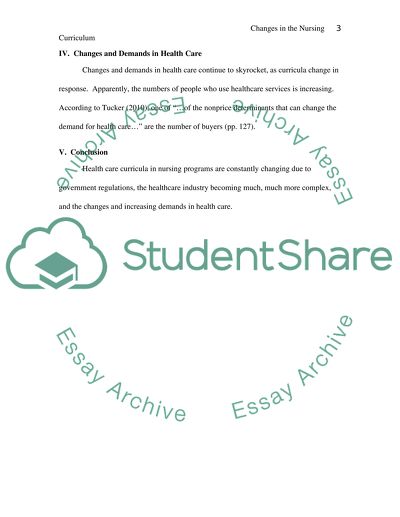 Changes in curriculum