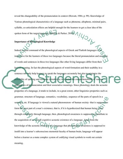 The Phonological Knowledge of the Turkish Language: the Pronunciation and Sound System