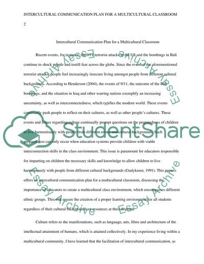Intercultural Communication Plan for a Multicultural Classroom