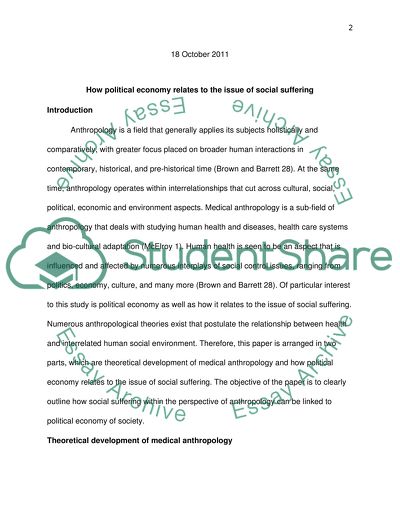 Medical anthropology -how political economy relates to the issue of social suffering