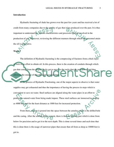Legal issues in Hydraulic Fracturing
