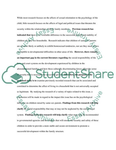 Effects of Same-Sex Parents, Law and Perceptions on Psychological Development of Children