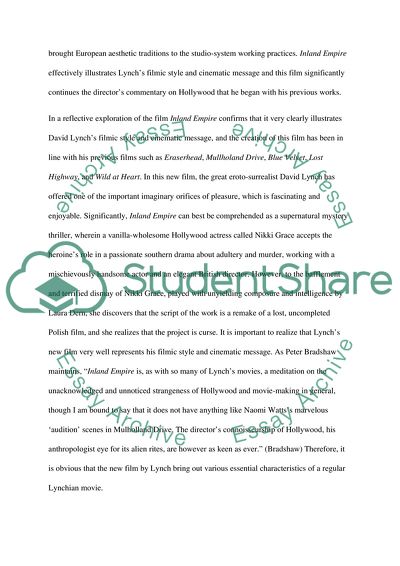 A Reflective Exploration of Lynchs film Inland Empire: the Film Style and Cinematic Message