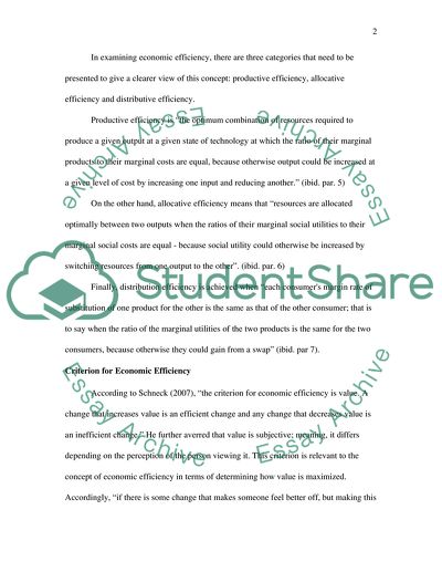 Economic Efficiency Concepts