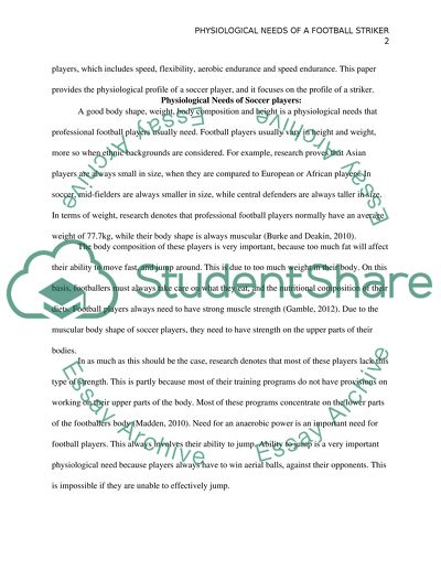 Physiological Needs of Soccer Players