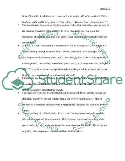 The love song of J. Alfred Prufrock.(T.S.Eliot)