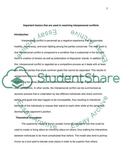 Important Factors in Resolving Interpersonal Conflicts