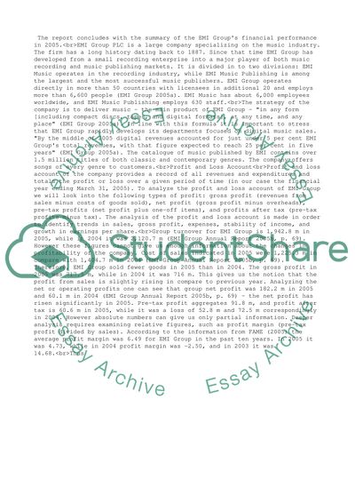 Financial Performance of EMI Group PLC