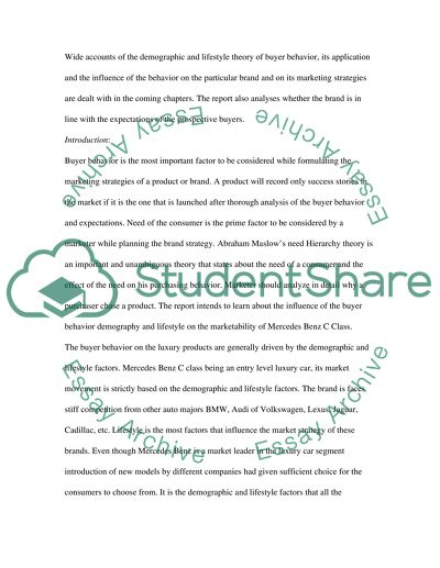 Analysis of the Buyer Behavior of Demographics and Lifestyle Element: Mercedes Benz C Clas