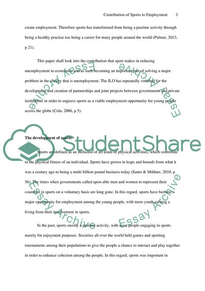 Contribution of Sports to Employment