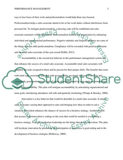 Job Description of a Retail Sales Associate and Issues Influencing Performance Management System