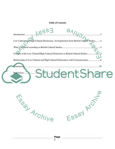 Critique of Low Cultural and High Cultural Distinctions Explained through British Cultural Studies