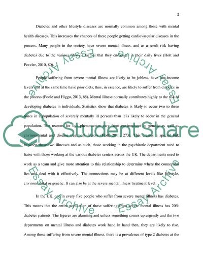 Prevalence of Diabetes and Mental Health Issues in the UK