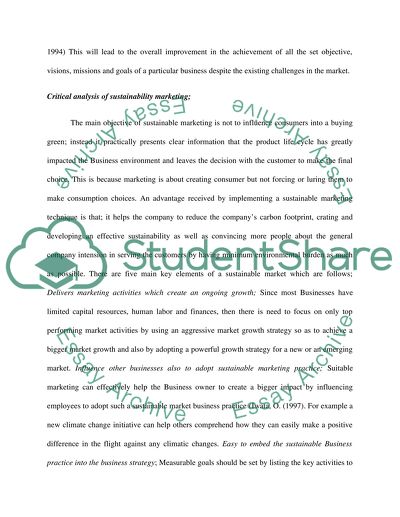 Critical Analysis of Sustainability Marketing