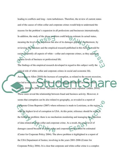 White collar and corporate crimes