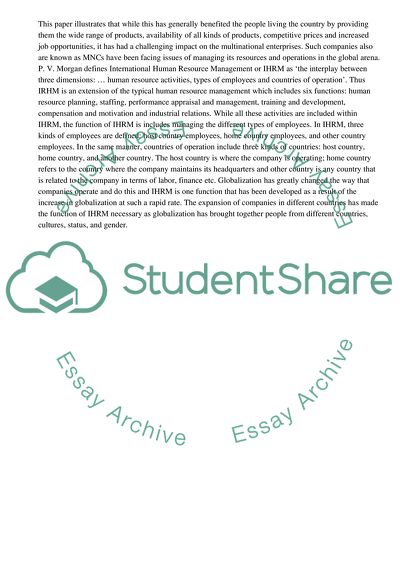 Management of People in Multinational Enterprises